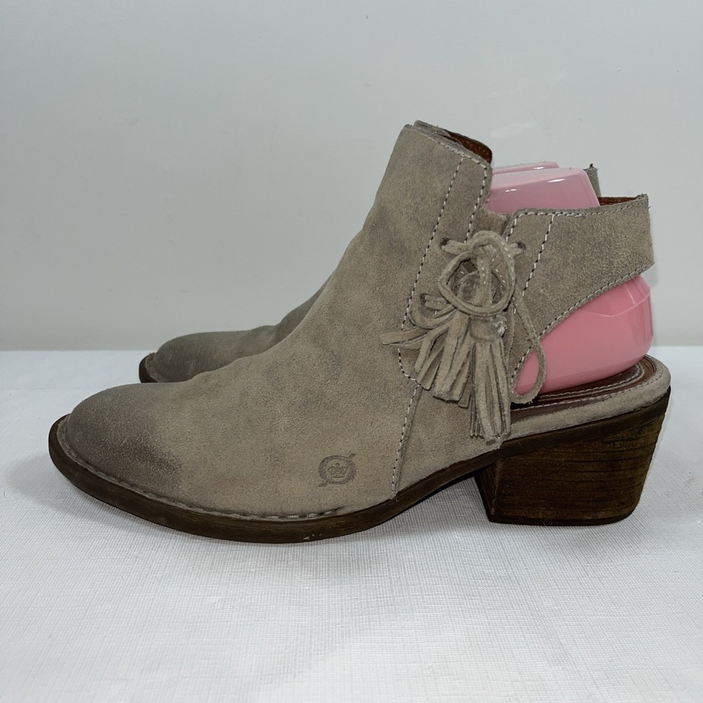 BORN Women's Monikah Tassel Bow Ankle Boots Booties Gray Suede 8M Preppy Stylish - Picture 4 of 16